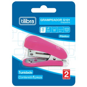 Grampeador 12 Folhas Mini Rosa G101 TILIBRA