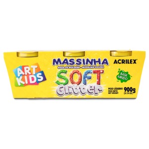 Massinha Base Amido Soft 150gr Glitter Caixa com 6 Cores Art Kids ACRILEX
