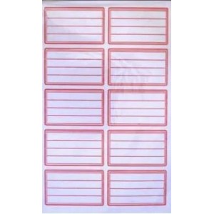 ETIQUETA ESCOLAR C/20 70X40MM BORDA VERMELHA KZ1400 KAZ