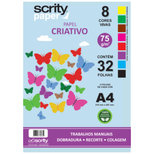 Bloco Criativo Liso A4 8 Cores 32 Folhas Color Set SCRITY