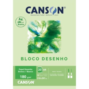 Bloco Para Desenho A4 Branco 180GR Com 20 Folhas - CANSON