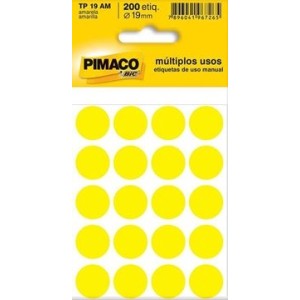 Etiqueta Bolinha Amarelo Diâmetro 19mm TP-19