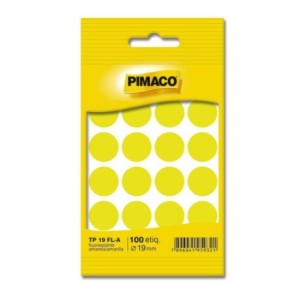 ETIQUETA BOLINHA DIÂMETRO 19,0 AMARELA NEON TP-19 COM 100 PIMACO