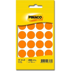 ETIQUETA BOLINHA DIÂMETRO 19,0 LARANJA TP-19 COM 200 PIMACO