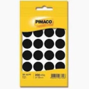 ETIQUETA BOLINHA DIÂMETRO 19,0 PRETO TP-19 COM 200 PIMACO