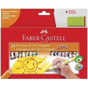 LAPIS DE COR 24 CORES JUMBO TRIANGULAR +1 APONTADOR FABER CASTELL