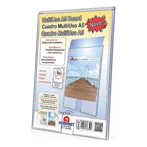 Quadro de Aviso Display Multiuso Acrilico A5 Vertical Cristal Adesivo Ref.875.0 ACRIMET