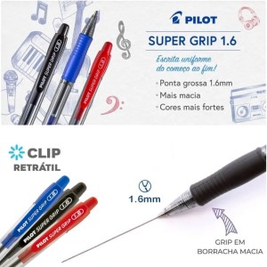 Caneta Esferografica 1.6mm Super Grip Preta PILOT
