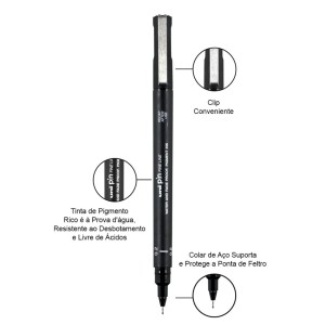 Caneta Nankin Unipin Preta UNI-BALL