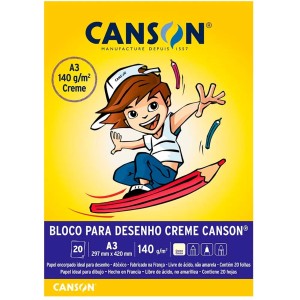 Bloco Para Desenho A3 Creme 140gr Com 20 Folhas CANSON