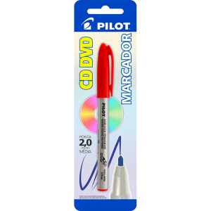 Caneta CD/DVD 2.0mm Vermelha Permanente Blister PILOT