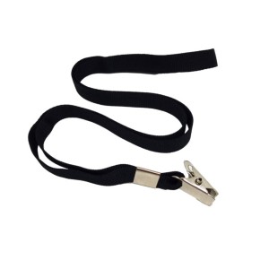 Cordao Poliester Para Cracha Com Jacare Preto