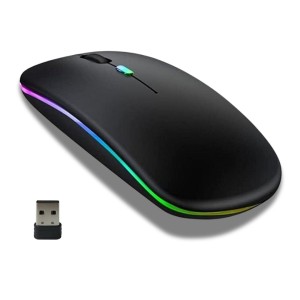 Mouse Sem Fio Optico Recarregavel 2.4GHz 1600DPI Dual Band Bluetooth e Wireless Com Led RGB MS-S350L