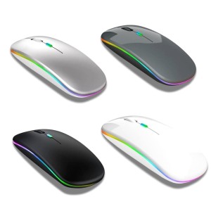 Mouse Sem Fio Optico Recarregavel 2.4GHz 1600DPI Dual Band Bluetooth e Wireless Com Led RGB MS-S350L