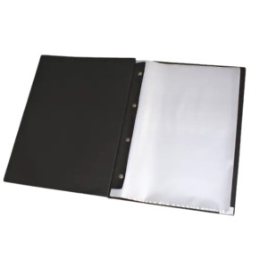 Pasta Catalogo Portfolio OF 30 Envelopes 0,06 Preta Com Visor Com Colchete Ref.123/30. ACP