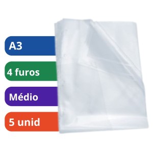 Envelope Plástico A3 4 Furos Com 5 Unidades - Médio - DAC | ACP
