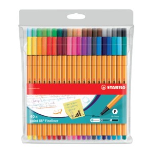 Caneta hidrográfica 0.4mm Kit Com 40 Cores Point 88 - STABILO