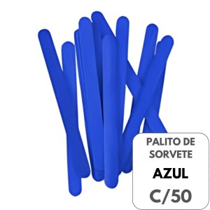 Palito De Sorvete Ponta Redonda  Azul Com 50 - KAZ