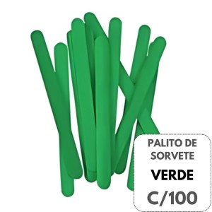 Palito De Sorvete Ponta Redonda Verde Com 100 - KAZ