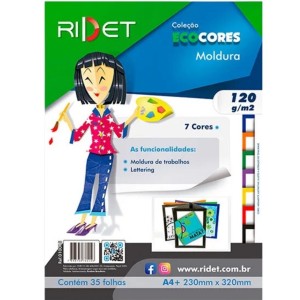 Bloco Criativo Moldura Cores Lisa OF 7 Cores 35 Folhas 120gr 230X320mm Ecocores RIDET NOVAPRINT Ref.010015