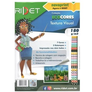 Bloco Criativo Textura Visual 1 OF 7 Cores 36 Folhas 180gr 230X320mm Ecocores RIDET NOVAPRINT Ref.010011