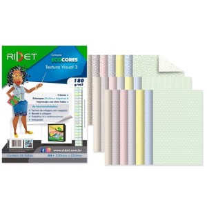 Bloco Criativo Textura Visual 3 OF 7 Cores 36 Folhas 180gr 230X320mm Pastel Ecocores RIDET NOVAPRINT Ref.010013