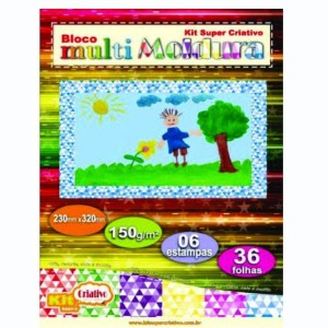 Bloco Criativo Moldura Decorada A3 1 Estampa 6 Cores 24 Folhas 150gr 297X420mm KIT SUPER CRIATIVO