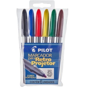 Caneta Retroprojetor 2.0mm Com 6 Cores PILOT