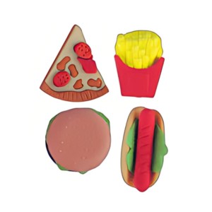 Kit Borracha Lancheira Mini Foods Com 4 Tilibra