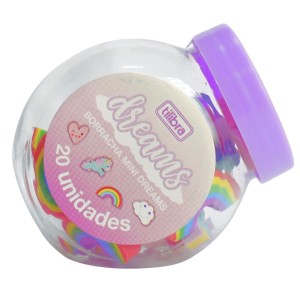 Borracha Mini Dreams Pote Com 20 Unidades Tilibra