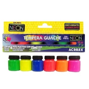 Guache 15ml Fantasia Neon 6 Cores ACRILEX