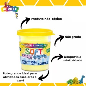 Massinha Base Amido Soft 150gr Amarelo Bebe Colors ACRILEX