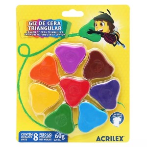 Giz de Cera Triangular 8 Cores ACRILEX