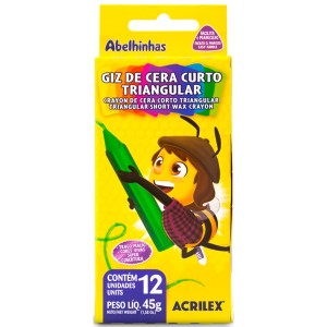 Giz de Cera Curto Triangular 12 Cores ACRILEX