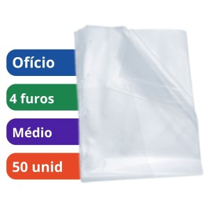 Saco Plástico PP Oficio 4 Furos 24x33 Com 50 Medio 0.12 ACP