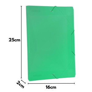 Pasta Plastica Com Elastico 1/4 Pequena Lombada 20mm Verde ACP