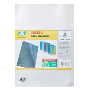 Pasta Plastica Oficio em L Cristal Com 10 Unidades ACP
