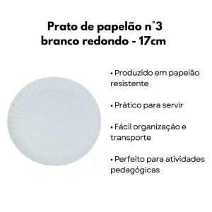 Prato De papelão n°3 17cm Branco Com 10 Unidade