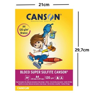 Bloco Para Desenho A4 Branco 120GR Com 30 Folhas CANSON