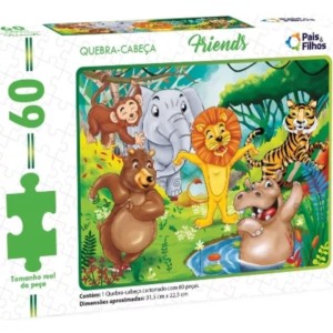 Quebra-Cabeça Cartonado Infantil Animais Amigos 60 Peças PAIS E FILHOS