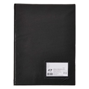 Pasta Catalogo Portfolio OF 50 Envelopes 0,06 Fino Preta Com Visor Com Colchete Ref.122 ACP