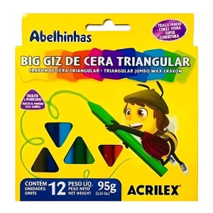 Giz de Cera Gizao Triangular 12 Cores ACRILEX