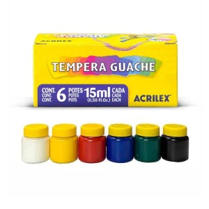 Guache 15ml com 6 Cores Tempera ACRILEX