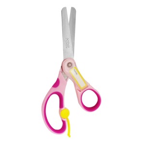 Tesoura Escolar 13cm Com Mola Vai e Vem Com etiqueta para nome KAZ