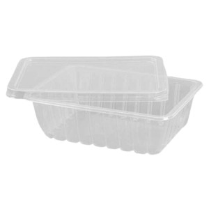 Pote Descartavel Retangular PP 750ml Transparente Com Tampa Liso Unidade Prafesta