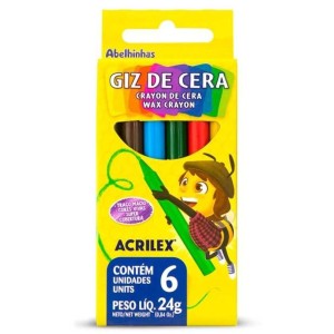 Giz de Cera 6 Cores Fino ACRILEX