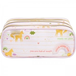 ESTOJO TRIPLO GRANDE ACADEMIE CEREJA TILIBRA