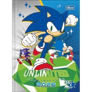 Agenda Permanente Diária Sonic 2 Dias Por Página Brochura - TILIBRA