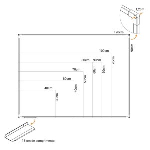 Quadro Branco Duraplac 30x40cm Moldura de Aluminio STALO 