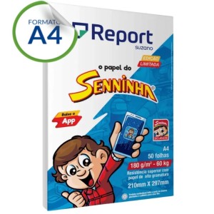 Papel Sulfite/Opaline A4 180g/m² 50 Folhas Branco Senninha REPORT